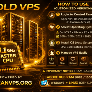 Linux & Windows Gold VPS | OceanVPS | Dedicated Rotating-IPv6 103.109.18x (GOLD SERVER 3.0GHz)